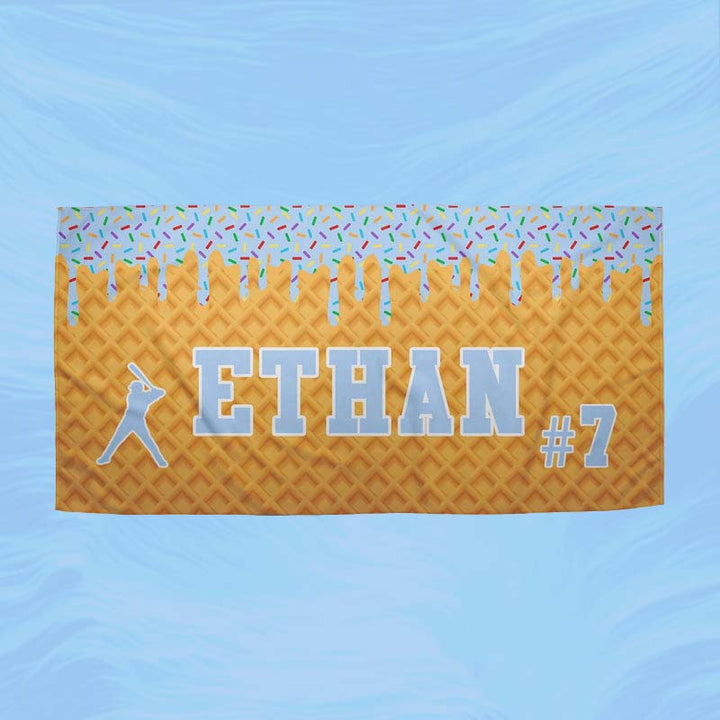 Personalized Ice Cream Drip Baseball Beach Towel - Canvasgiftco