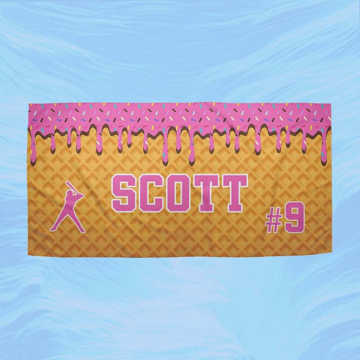 Personalized Ice Cream Drip Baseball Beach Towel - Canvasgiftco