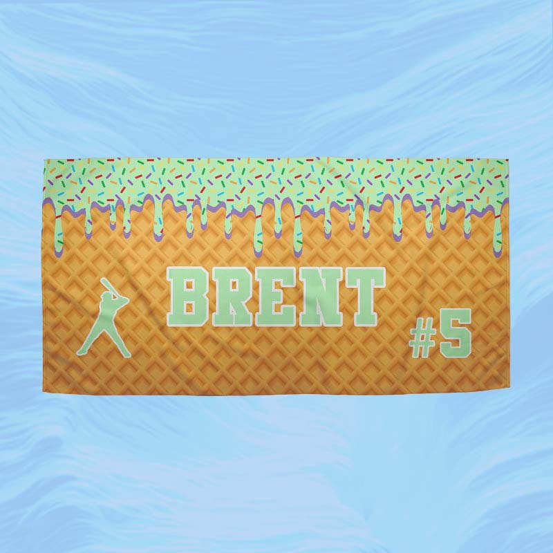 Personalized Ice Cream Drip Baseball Beach Towel - Canvasgiftco