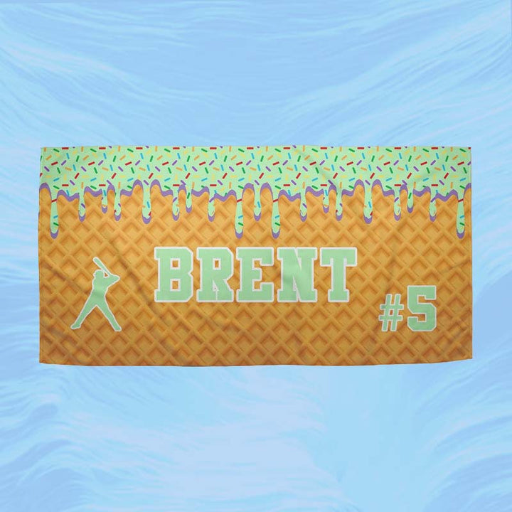 Personalized Ice Cream Drip Baseball Beach Towel - Canvasgiftco