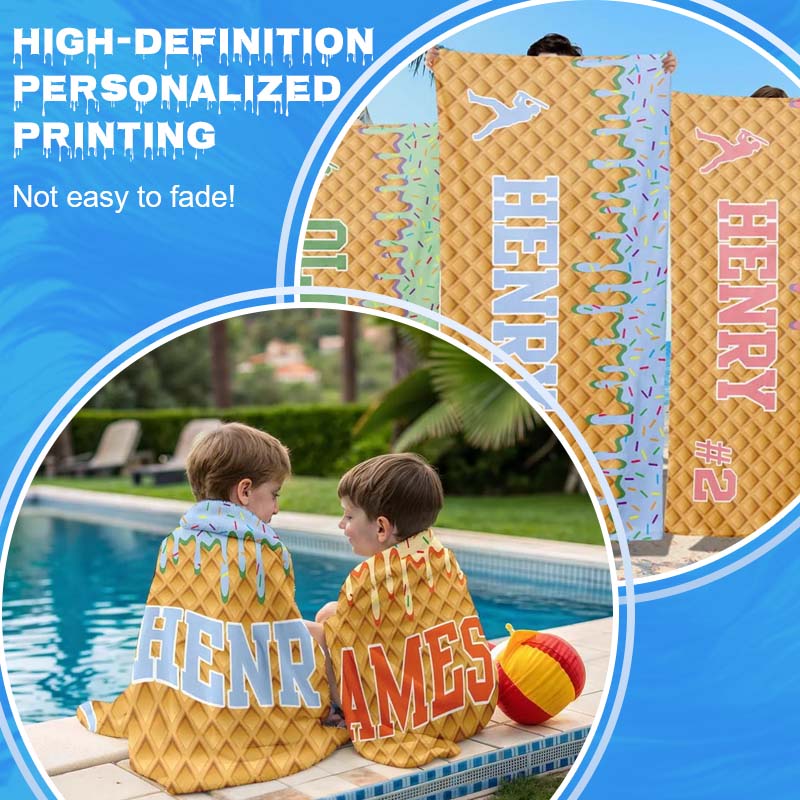 Personalized Ice Cream Drip Baseball Beach Towel - Canvasgiftco