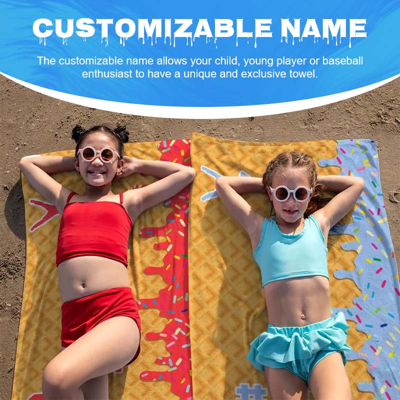 Personalized Ice Cream Drip Baseball Beach Towel - Canvasgiftco