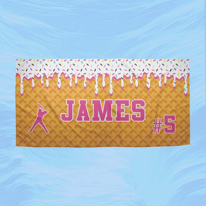 Personalized Ice Cream Drip Baseball Beach Towel - Canvasgiftco