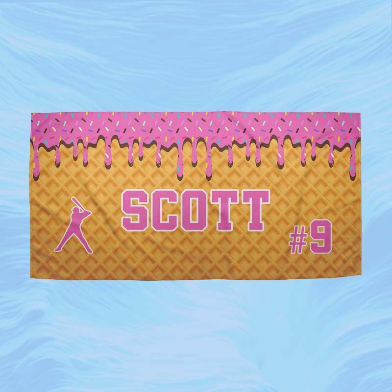 Personalized Ice Cream Drip Baseball Beach Towel - Canvasgiftco