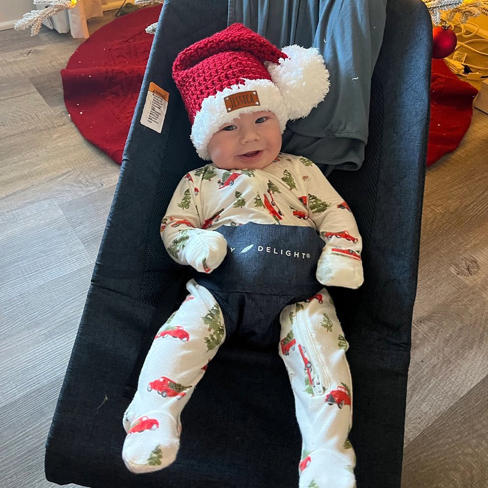 Personalized Leather Patch Christmas Santa Hat - Canvasgiftco