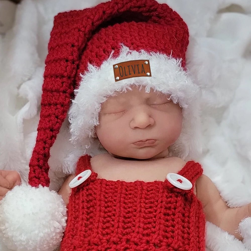 Personalized Leather Patch Christmas Santa Hat - Canvasgiftco