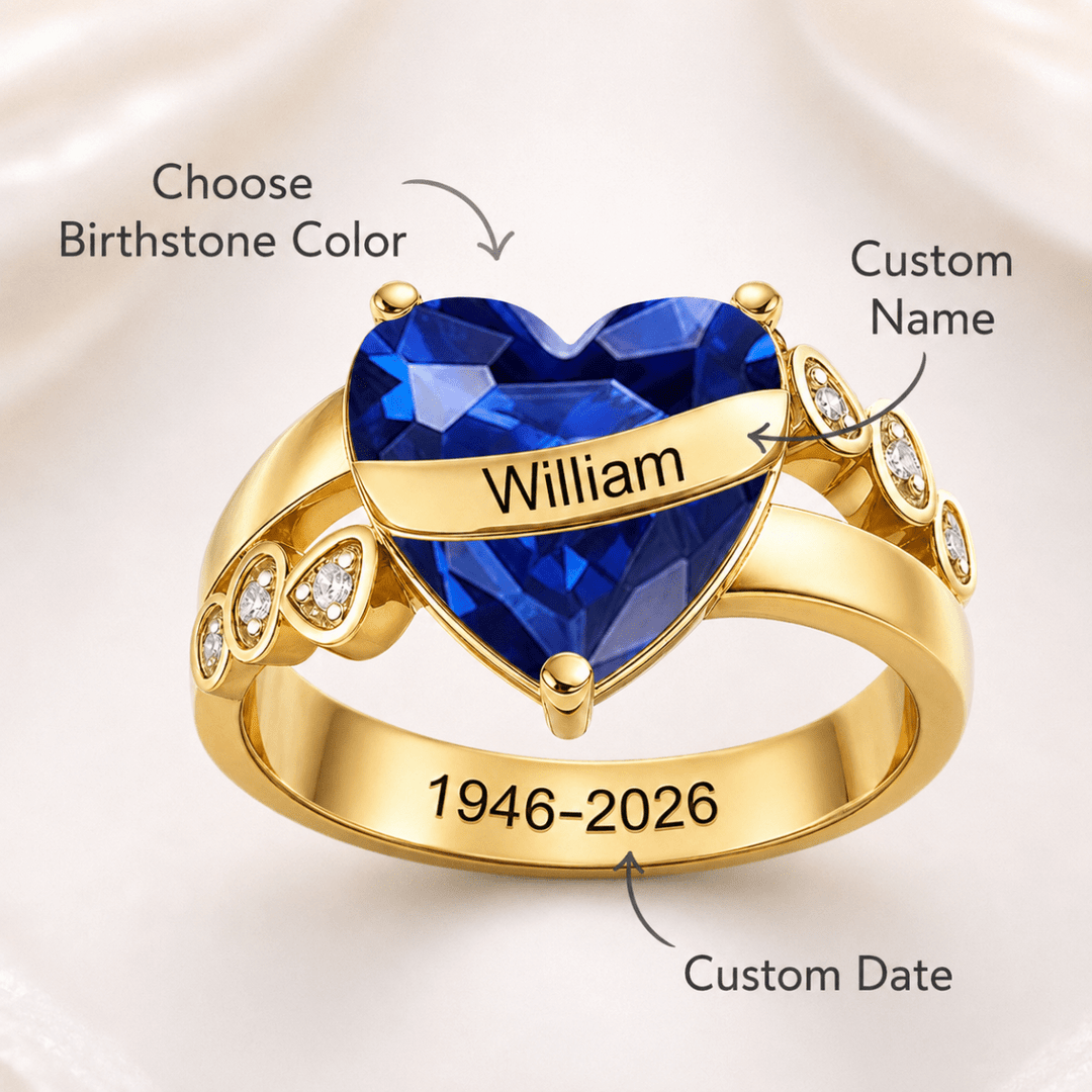 Personalized Memorial Birthstone Ring, Hug From Heaven Gift - Canvasgiftco