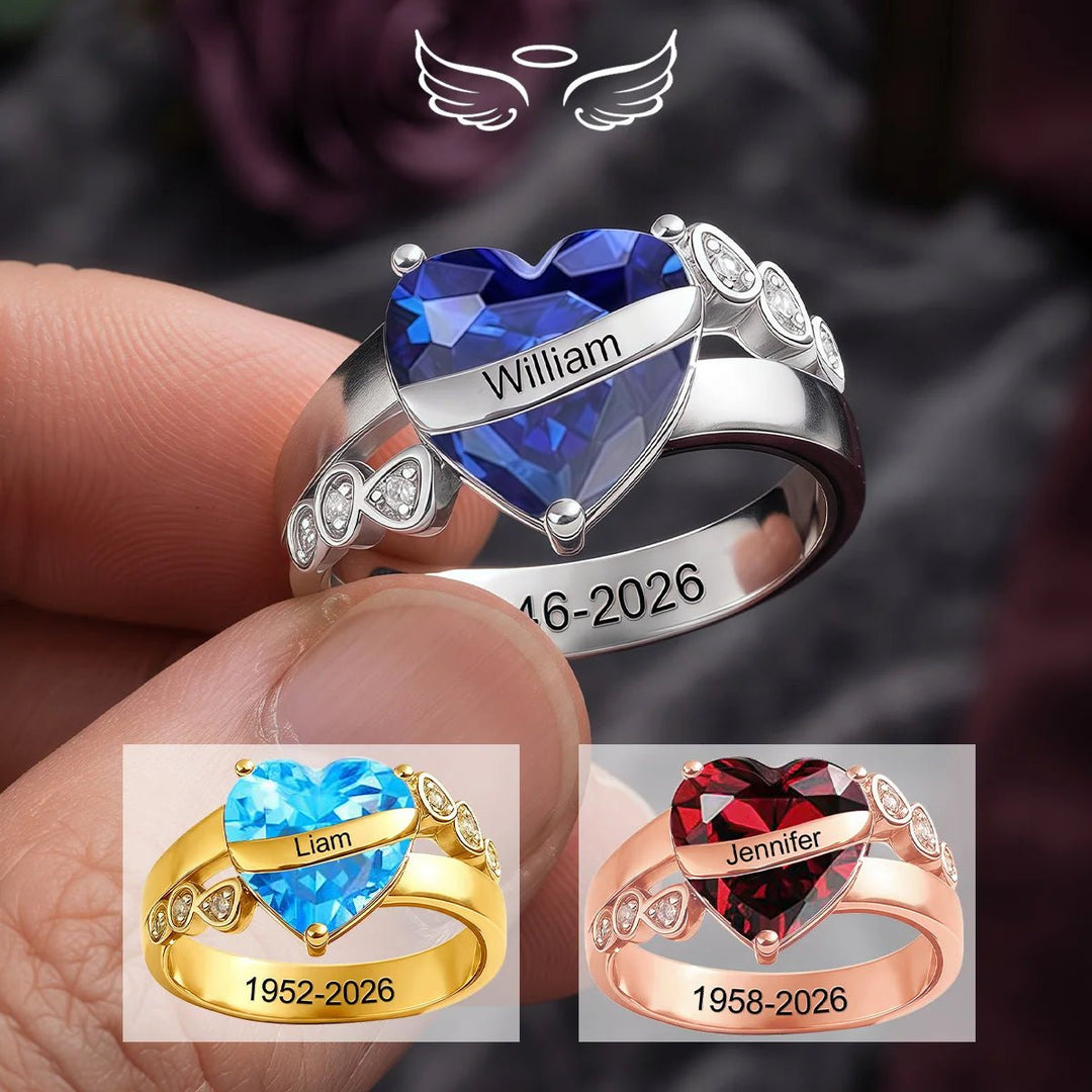 Personalized Memorial Birthstone Ring, Hug From Heaven Gift - Canvasgiftco