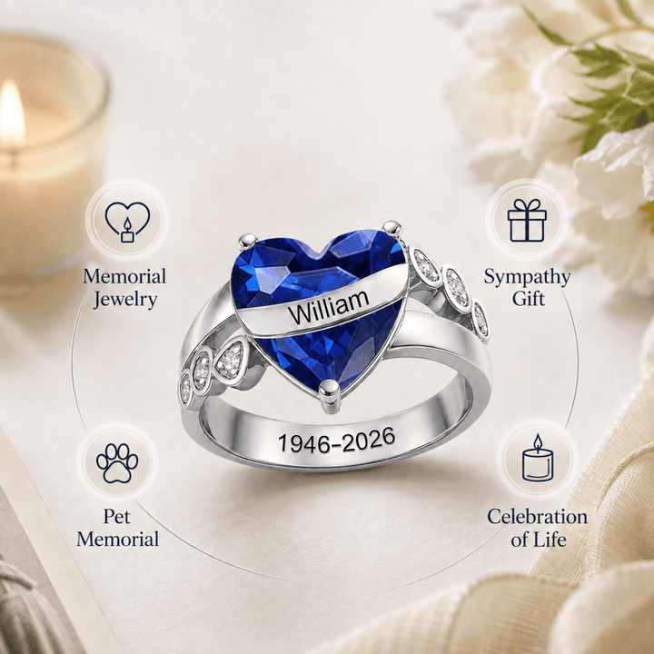 Personalized Memorial Birthstone Ring, Hug From Heaven Gift - Canvasgiftco