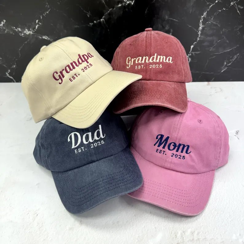 Personalized Mom, Dad & Grandparent Embroidered Cap - Canvasgiftco