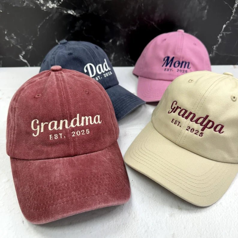 Personalized Mom, Dad & Grandparent Embroidered Cap - Canvasgiftco
