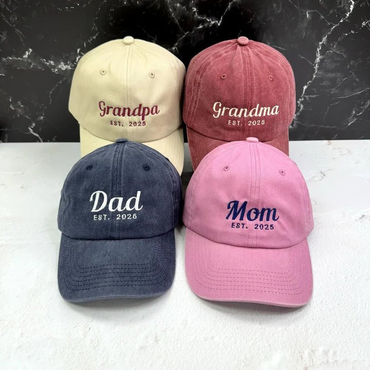 Personalized Mom, Dad & Grandparent Embroidered Cap - Canvasgiftco