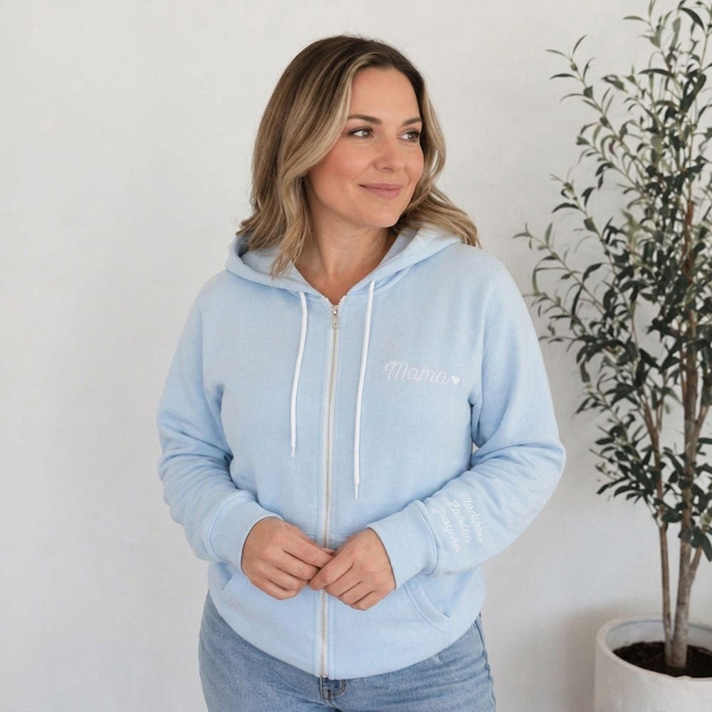 Personalized Mom Embroidered Sweatshirt Hoodie - Canvasgiftco