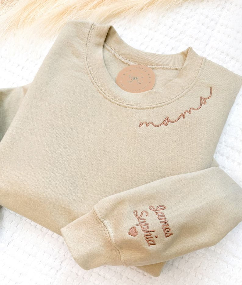 Personalized Mom Embroidered Sweatshirt Hoodie - Canvasgiftco