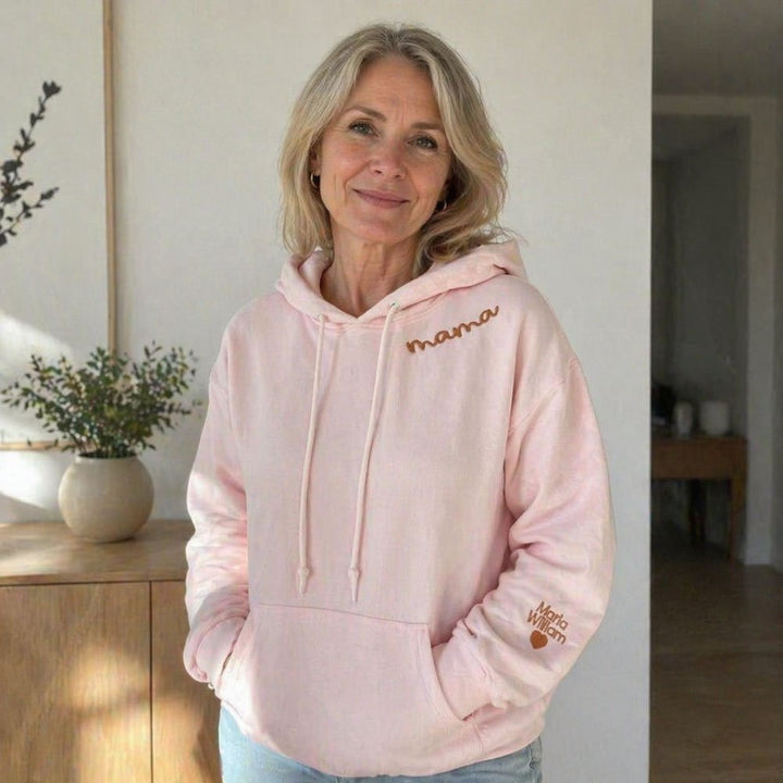 Personalized Mom Embroidered Sweatshirt Hoodie - Canvasgiftco