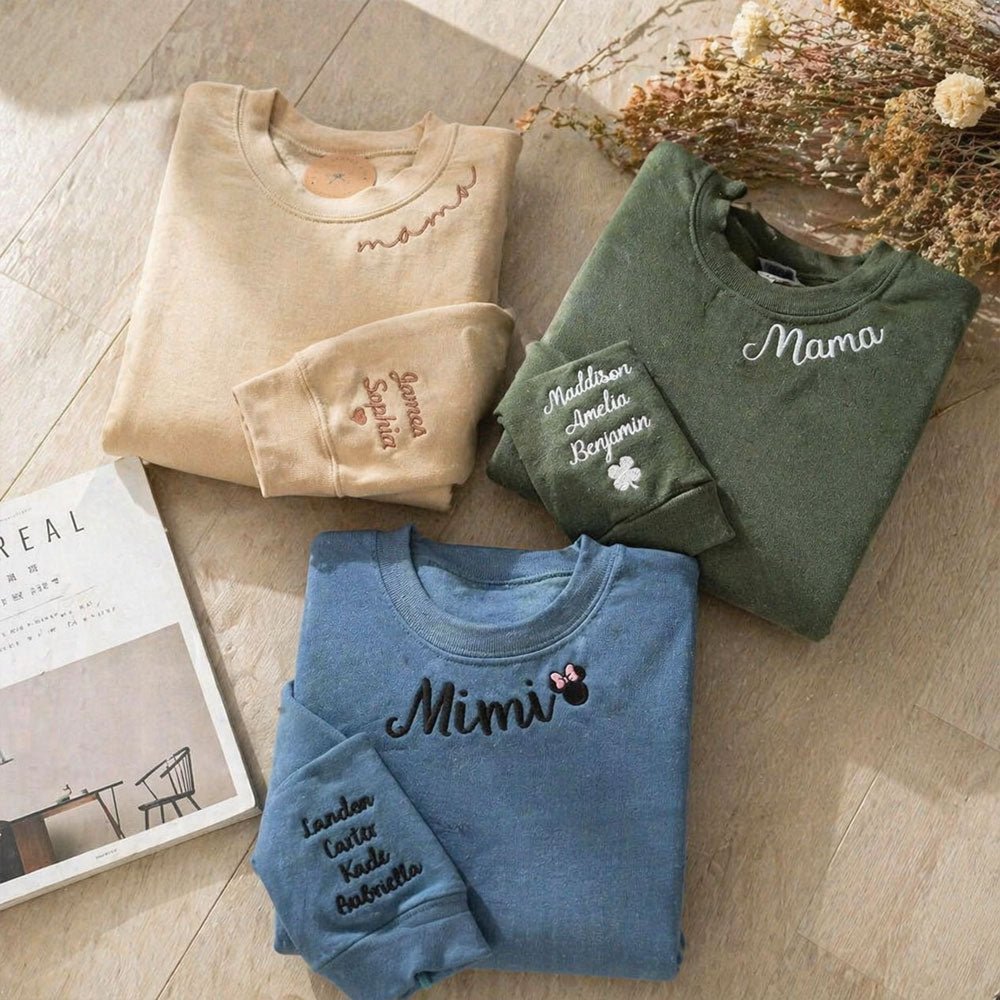 Personalized Mom Embroidered Sweatshirt Hoodie - Canvasgiftco