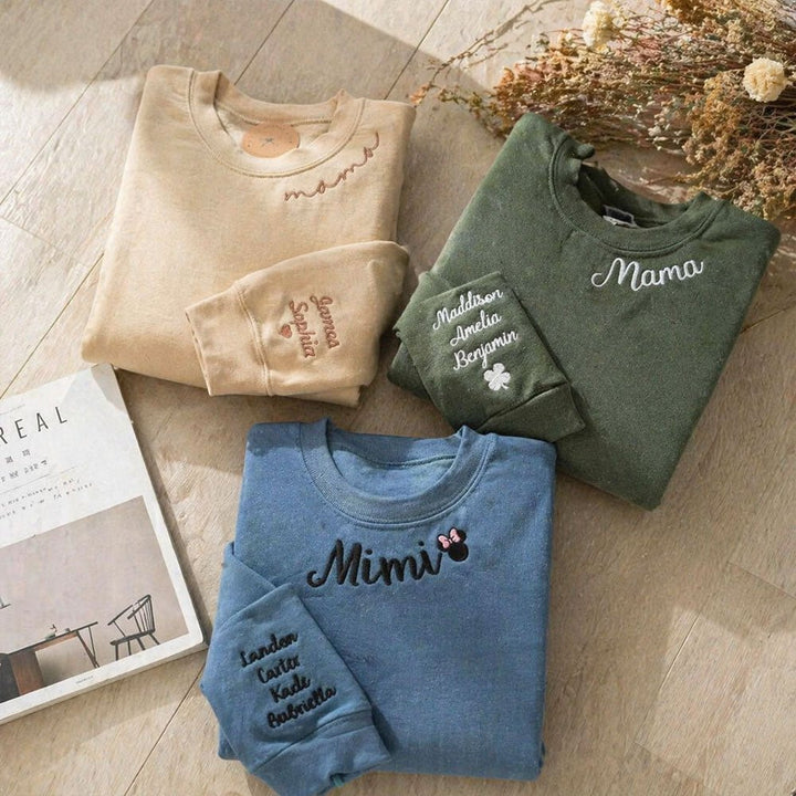 Personalized Mom Embroidered Sweatshirt Hoodie - Canvasgiftco