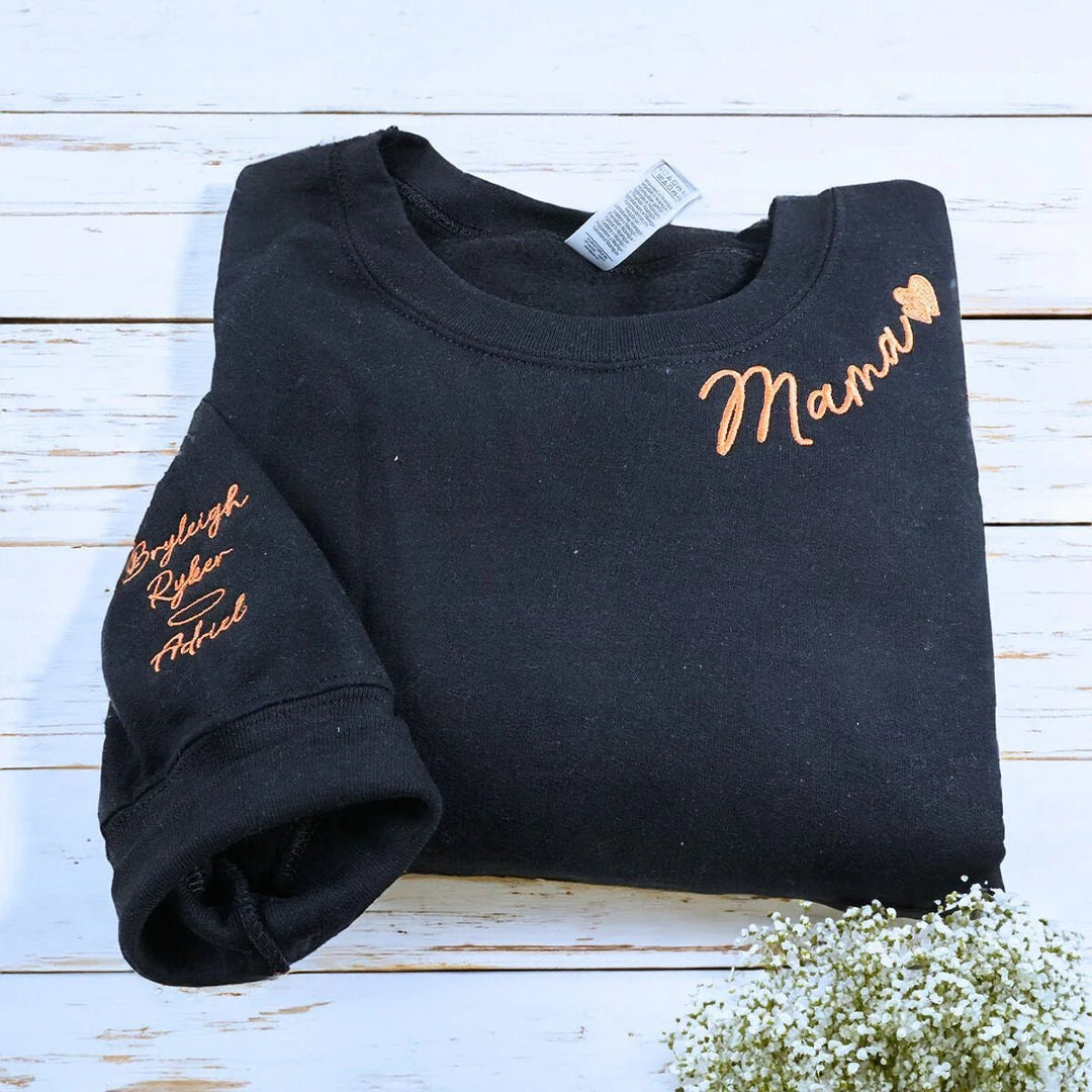 Personalized Mom Embroidered Sweatshirt Hoodie - Canvasgiftco