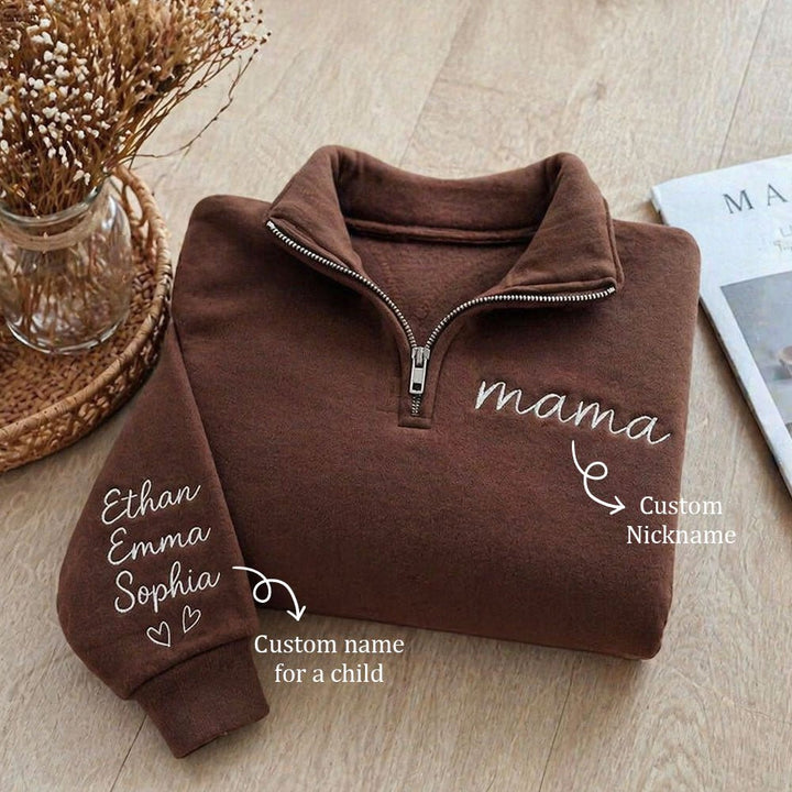 Personalized Mom Embroidered Sweatshirt Hoodie - Canvasgiftco