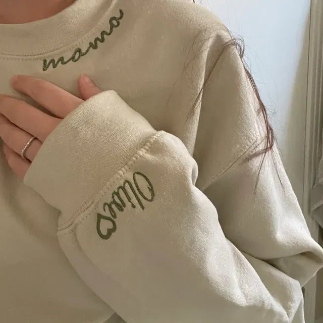 Personalized Mom Embroidered Sweatshirt Hoodie - Canvasgiftco