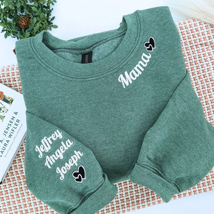 Personalized Mom Embroidered Sweatshirt Hoodie - Canvasgiftco