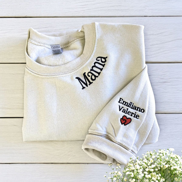 Personalized Mom Embroidered Sweatshirt Hoodie - Canvasgiftco
