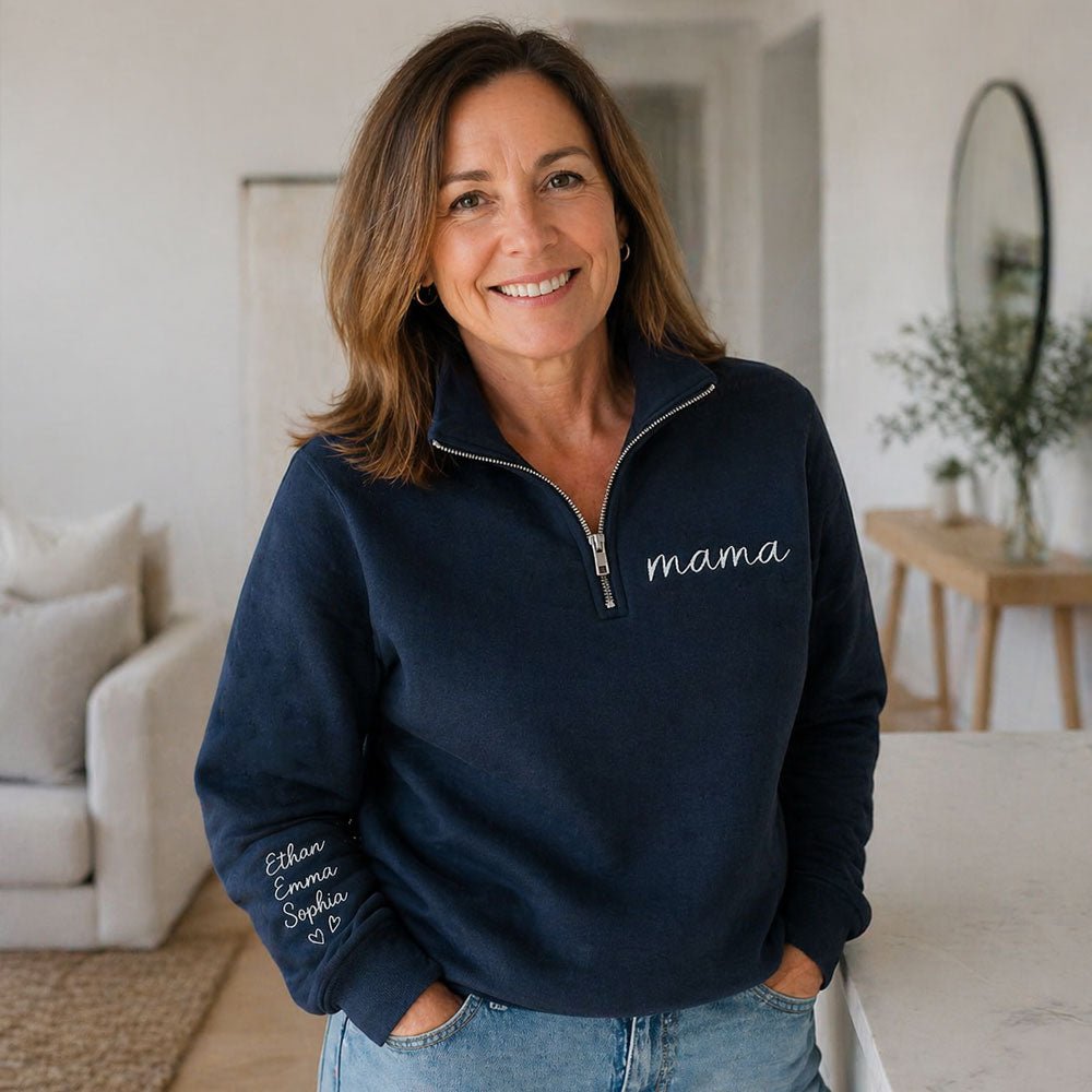 Personalized Mom Embroidered Sweatshirt Hoodie - Canvasgiftco
