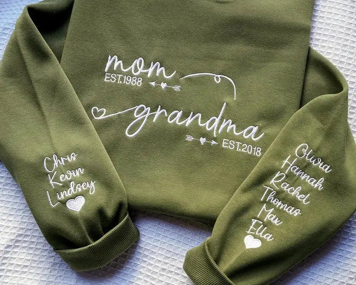Personalized Mom & Grandma Sweatshirt with Kids Names - Canvasgiftco