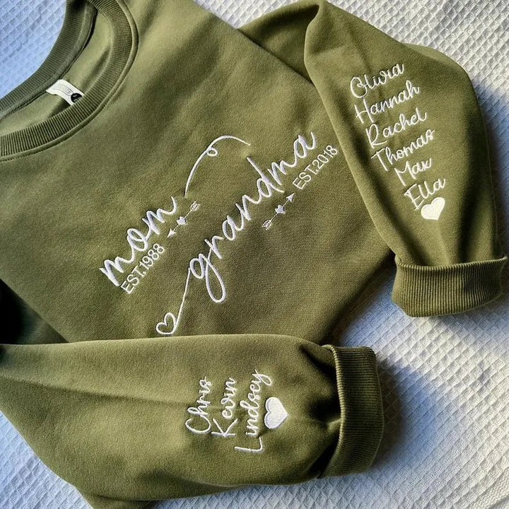 Personalized Mom & Grandma Sweatshirt with Kids Names - Canvasgiftco