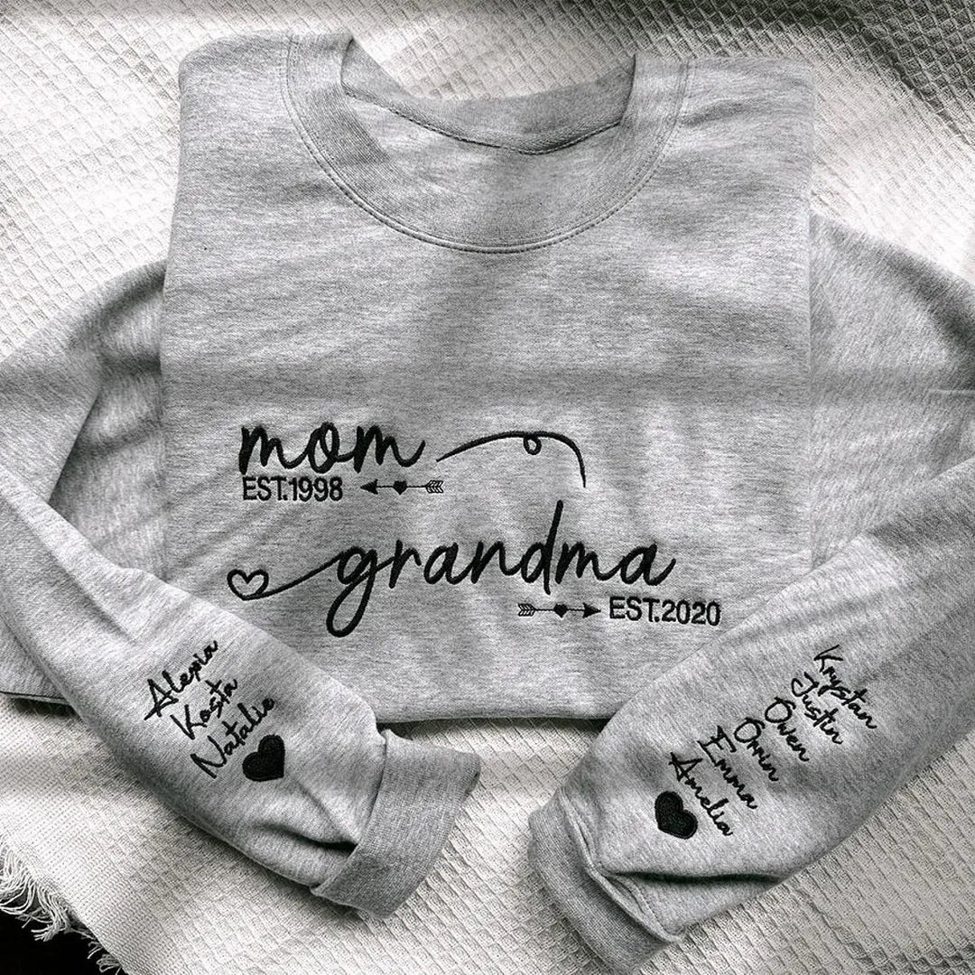 Personalized Mom & Grandma Sweatshirt with Kids Names - Canvasgiftco