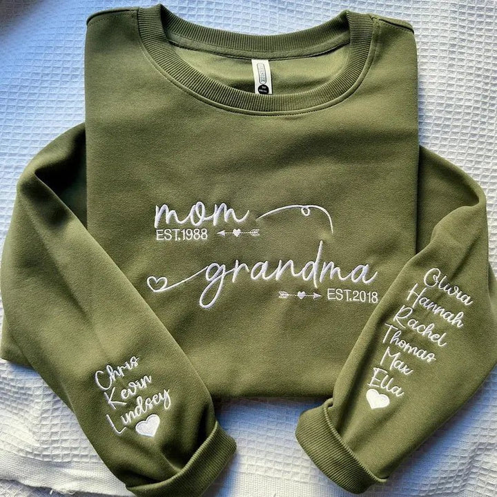Personalized Mom & Grandma Sweatshirt with Kids Names - Canvasgiftco