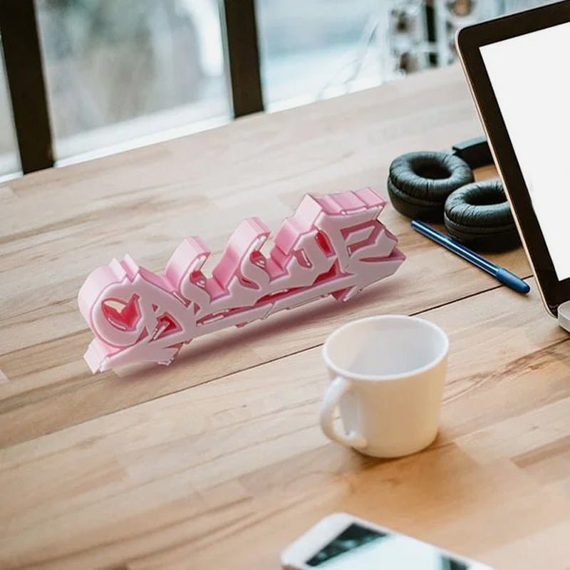 Personalized multi - color 3D printed graffiti nameplate - Canvasgiftco