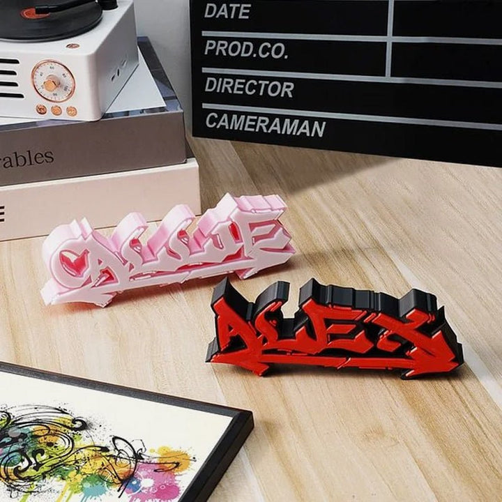 Personalized multi - color 3D printed graffiti nameplate - Canvasgiftco