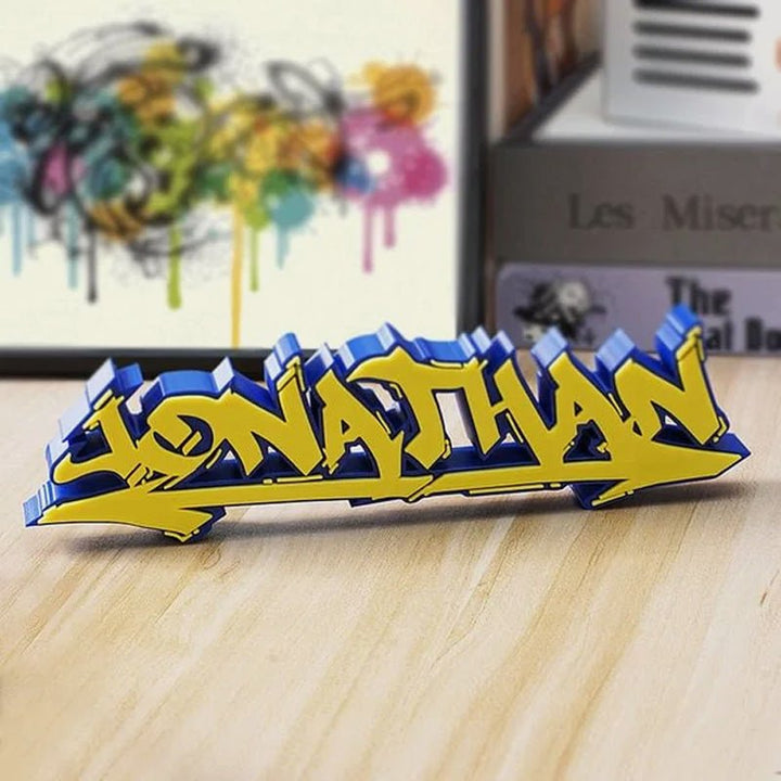 Personalized multi - color 3D printed graffiti nameplate - Canvasgiftco