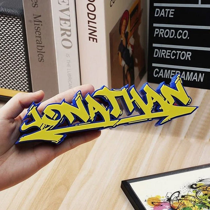 Personalized multi - color 3D printed graffiti nameplate - Canvasgiftco