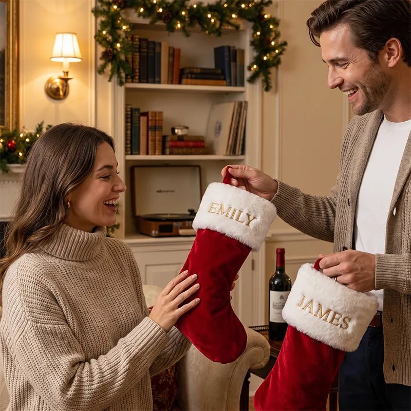 Personalized Name Christmas Stocking – Custom Holiday Stocking for Family - Canvasgiftco