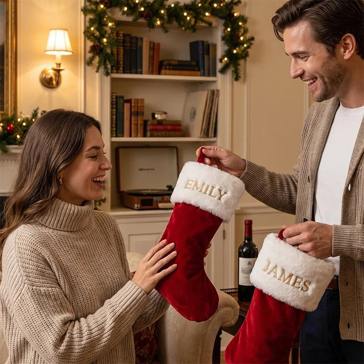 Personalized Name Christmas Stocking – Custom Holiday Stocking for Family - Canvasgiftco