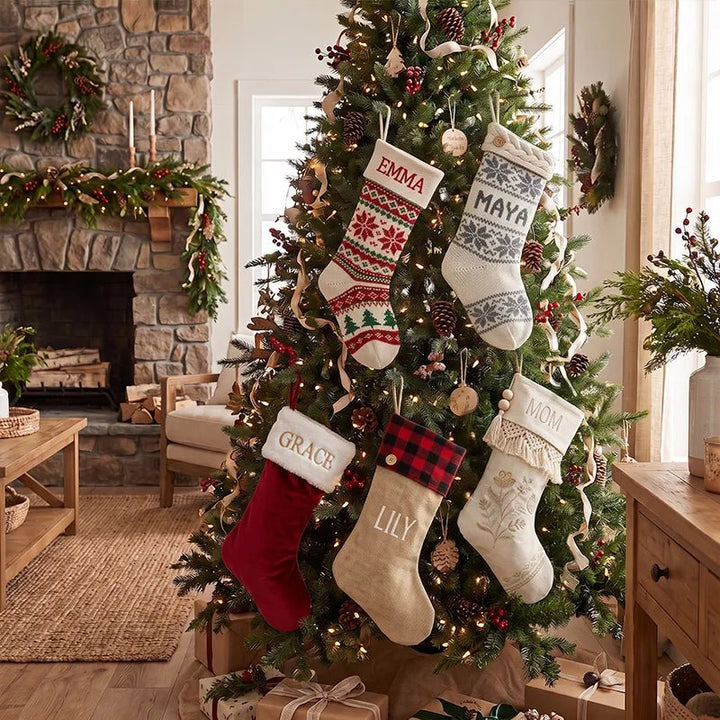 Personalized Name Christmas Stocking – Custom Holiday Stocking for Family - Canvasgiftco