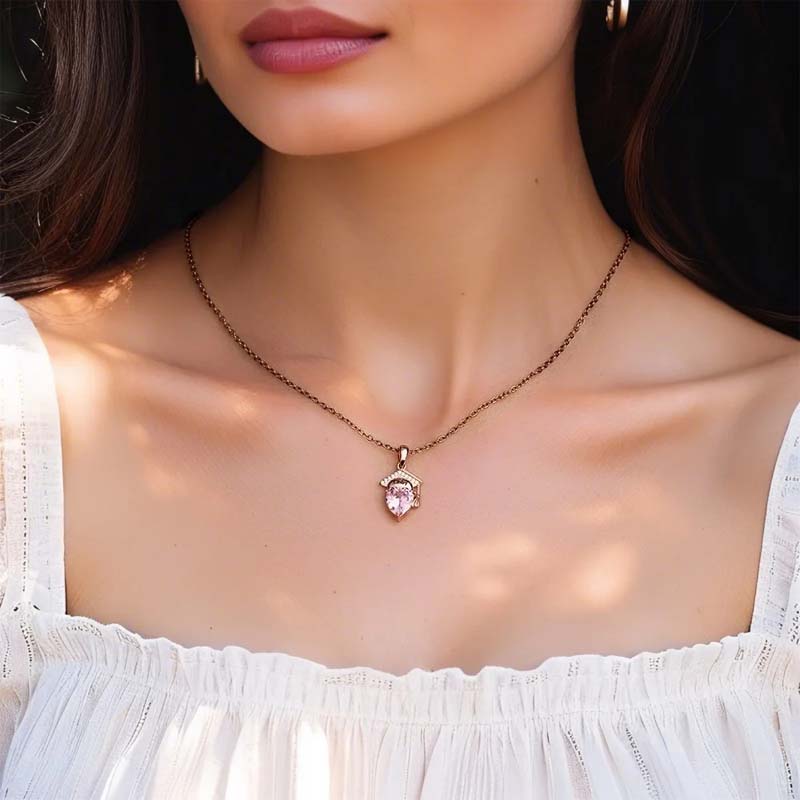 Personalized Name Heart Birthstone Necklace - Canvasgiftco