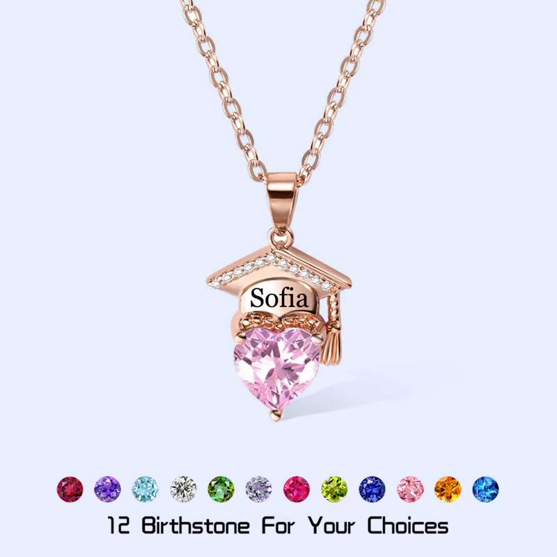 Personalized Name Heart Birthstone Necklace - Canvasgiftco