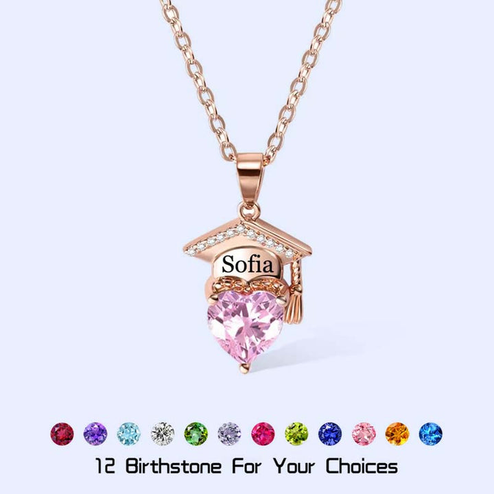 Personalized Name Heart Birthstone Necklace - Canvasgiftco