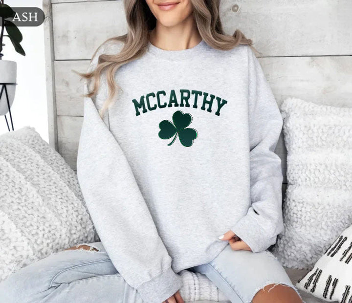 Personalized Name St Patrick's Day Shamrock Sweatshirt - Canvasgiftco