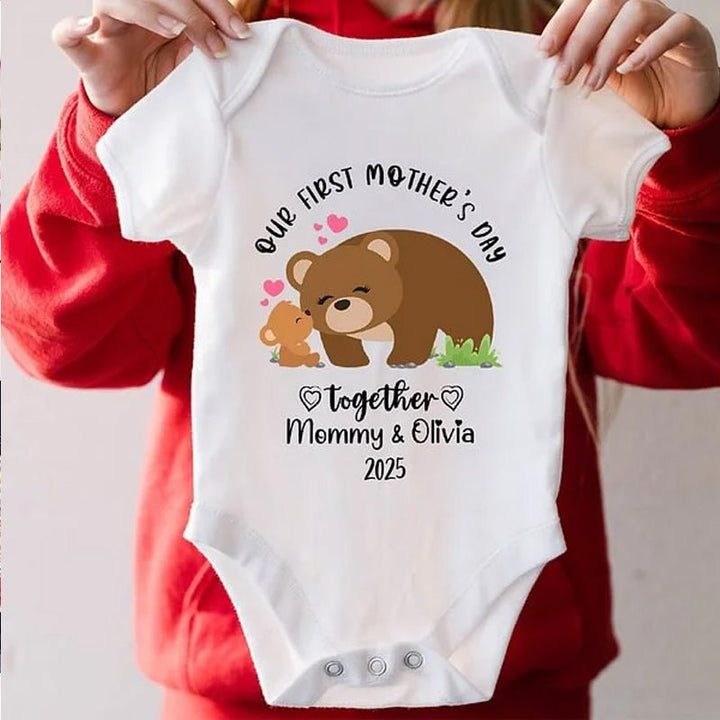 Personalized Our First Mother's Day Together 100% Cotton Baby Onesie - Canvasgiftco