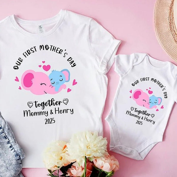 Personalized Our First Mother's Day Together 100% Cotton Baby Onesie - Canvasgiftco