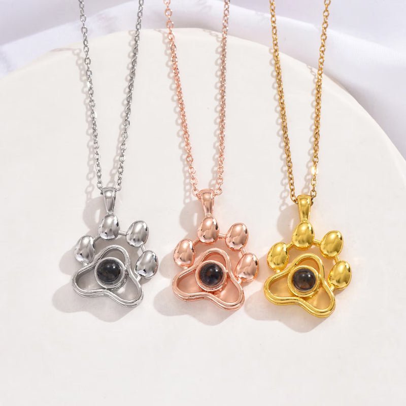 Personalized Pet Paw Photo Projection Necklace - Canvasgiftco