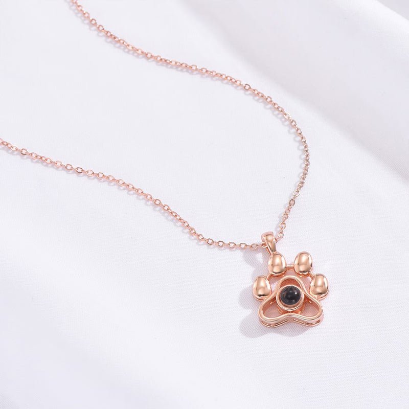 Personalized Pet Paw Photo Projection Necklace - Canvasgiftco