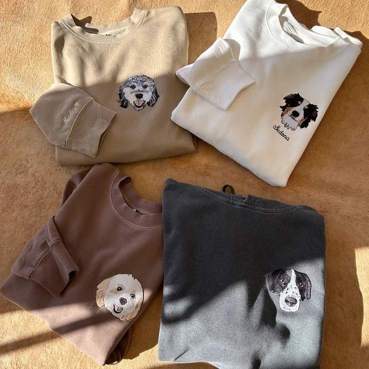 Personalized Pet Portrait Embroidered Sweatshirt - Canvasgiftco
