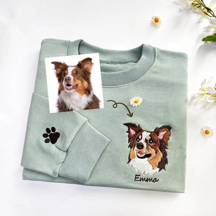 Personalized Pet Portrait Embroidered Sweatshirt - Canvasgiftco