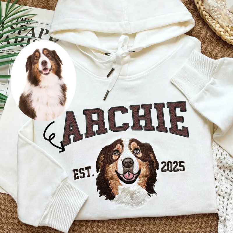 Personalized Pet Portrait Embroidered Sweatshirt - Canvasgiftco