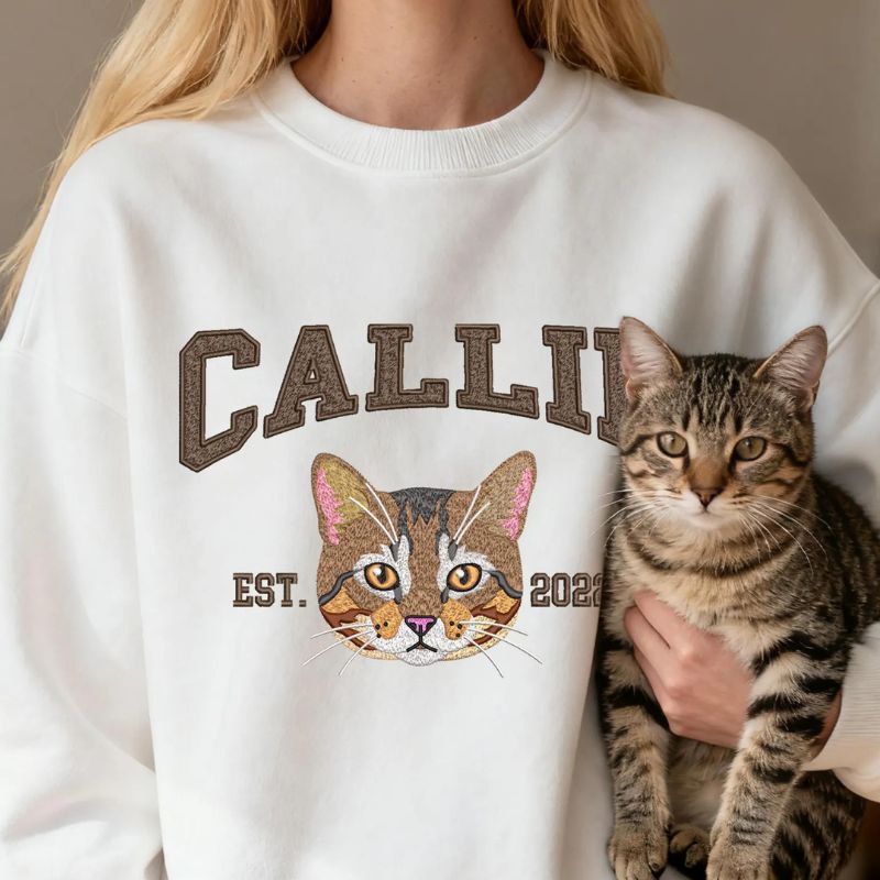 Personalized Pet Portrait Embroidered Sweatshirt - Canvasgiftco